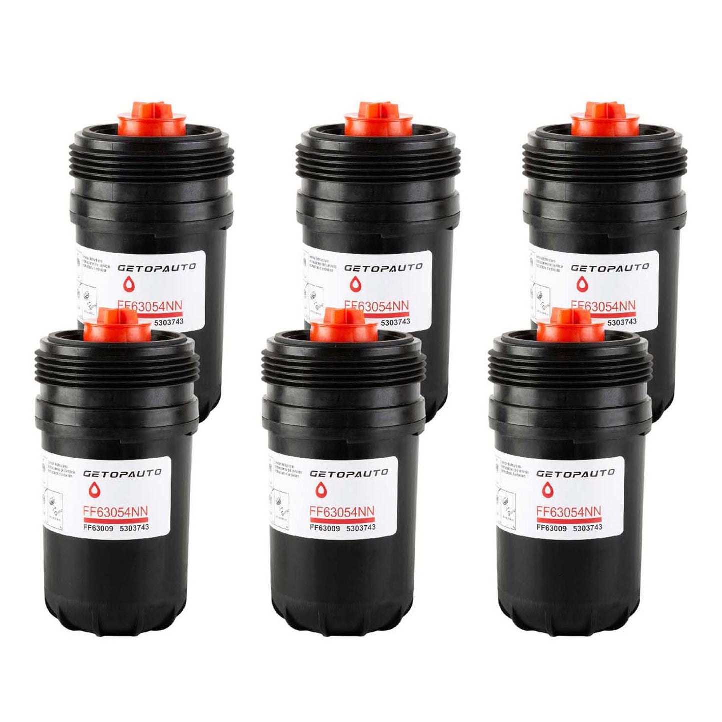 Getopauto FF63054NN Fuel Filter Fit for 6.7 Cummins B/L series Diesel Engines (6pcs)