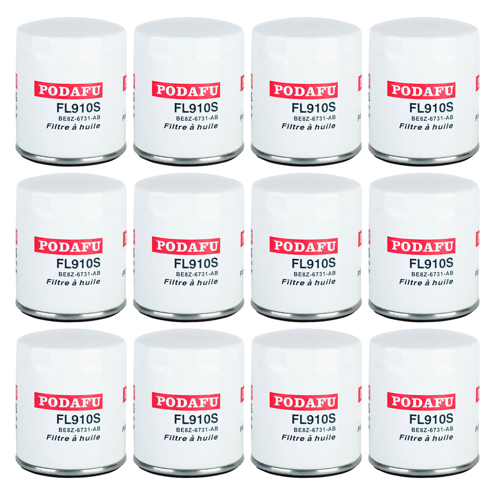 PODAFU FL910S Oil Filter Compatible with Ford C-Max Edge Escape Explorer Focus Replaces FL-910S BE8Z-6731-AB FL-910-S BE8Z6731AB(12PCS)