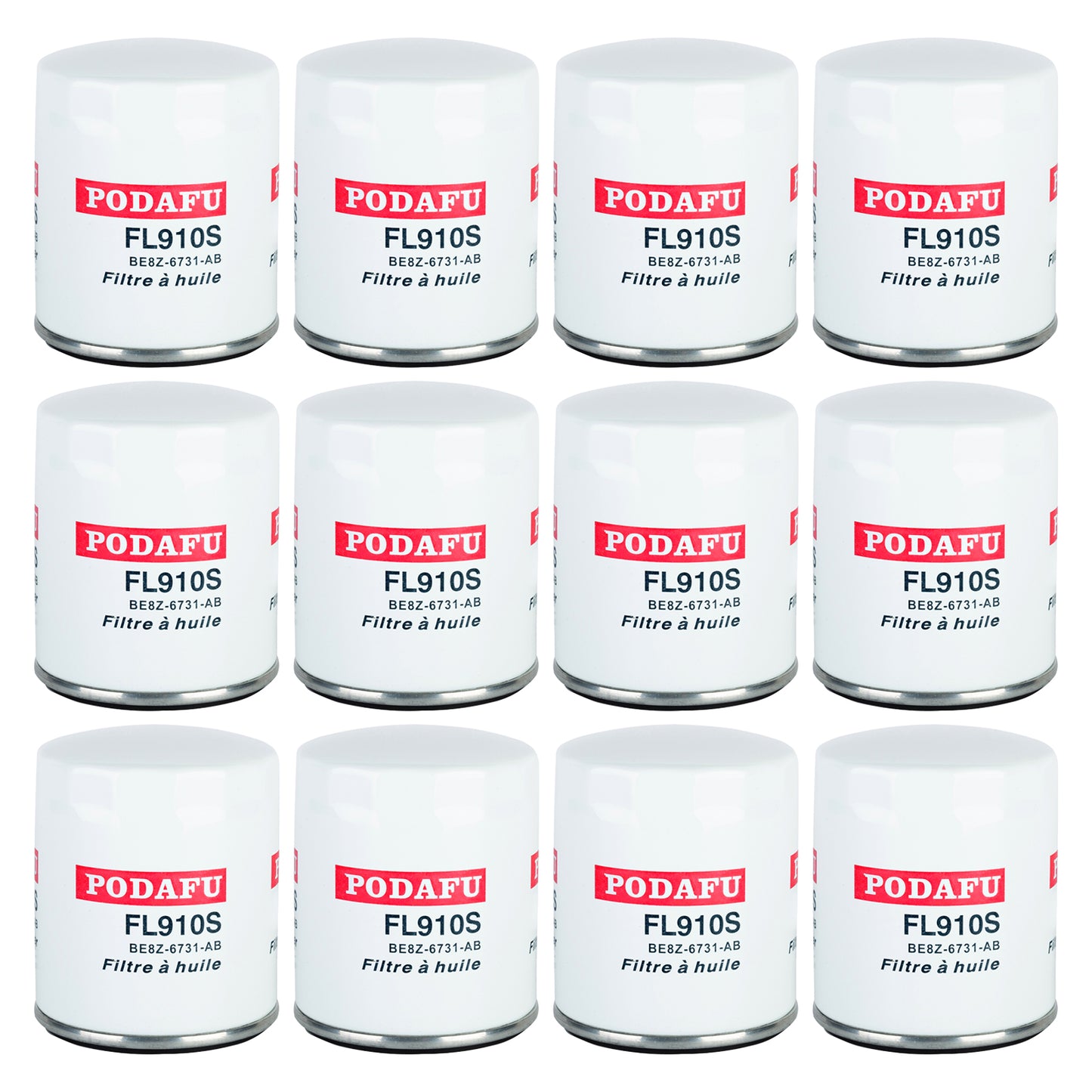PODAFU FL910S Oil Filter Compatible with Ford C-Max Edge Escape Explorer Focus Replaces FL-910S BE8Z-6731-AB FL-910-S BE8Z6731AB(12PCS)