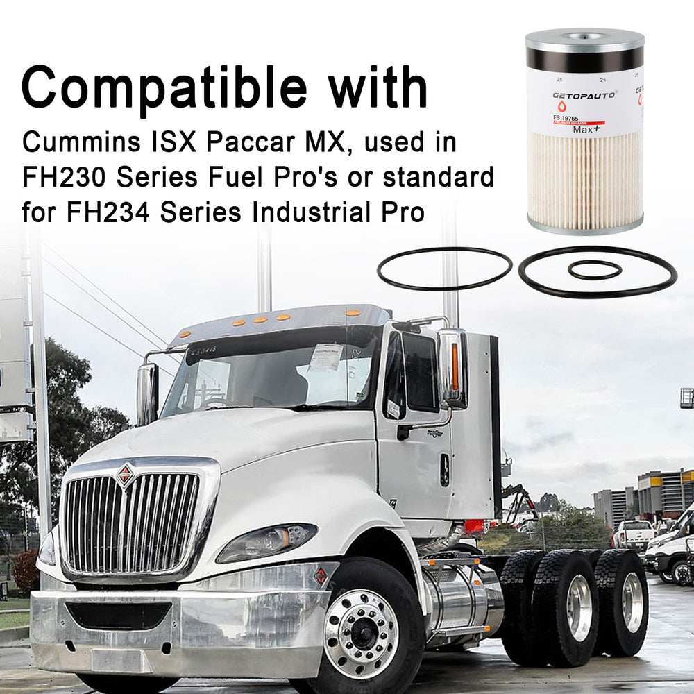 
                      
                        FS19765 Fuel Filter Water Separator Fit for Cummins ISX Paccar MX Replaces P550851 PF7930 WF10005 21737499 85120233 FS19763 PF7928 P550849 L9765 L9763FXL 33763 FS19764 FS19766 PF9814(6Pcs)
                      
                    