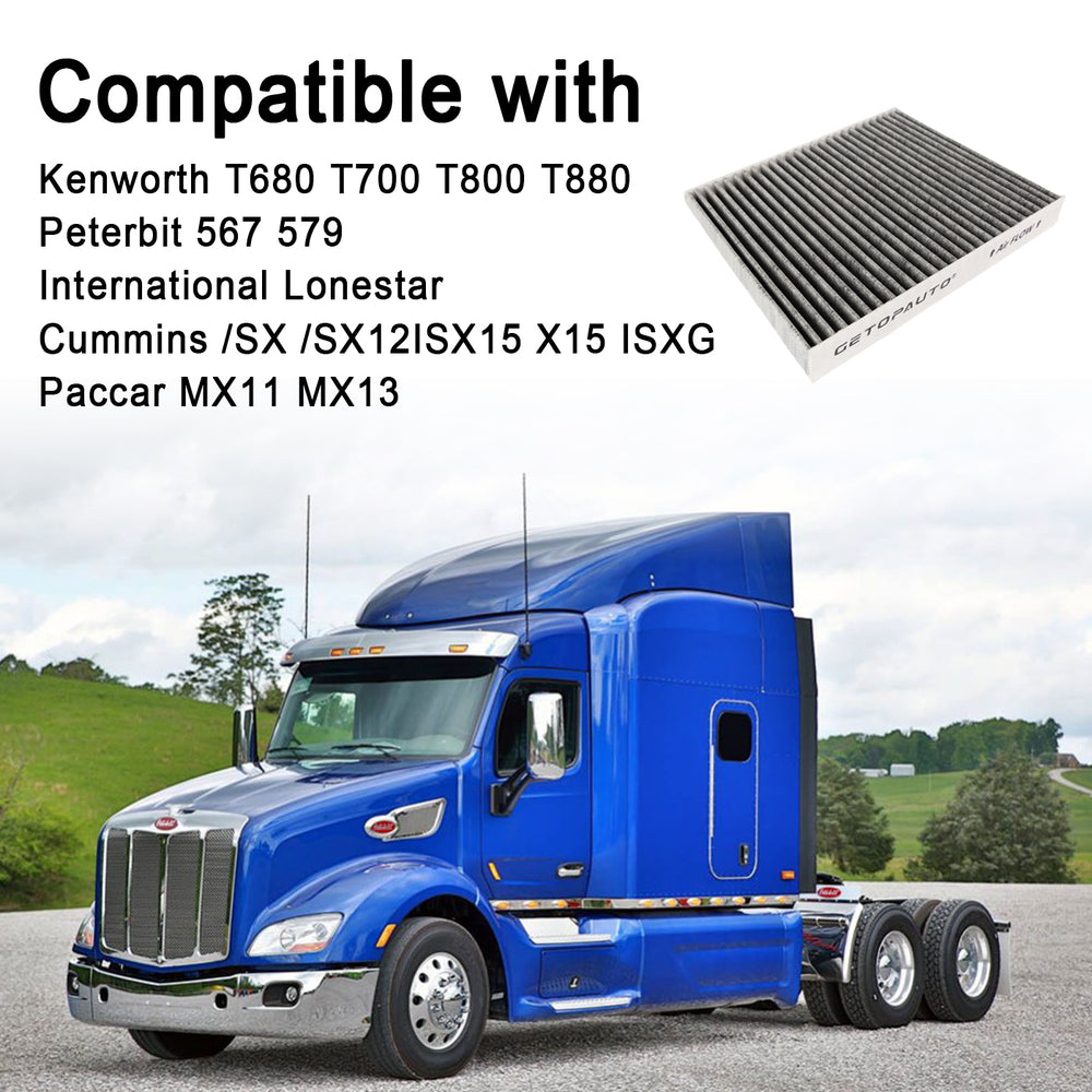 X1987001 Cabin Air Filter with Activated Carbon Fit for Kenworth T-680 T-880 Peterbilt 567 579 Replace X1987001 PA30093 PA4405 CAF1815P(4PCS)